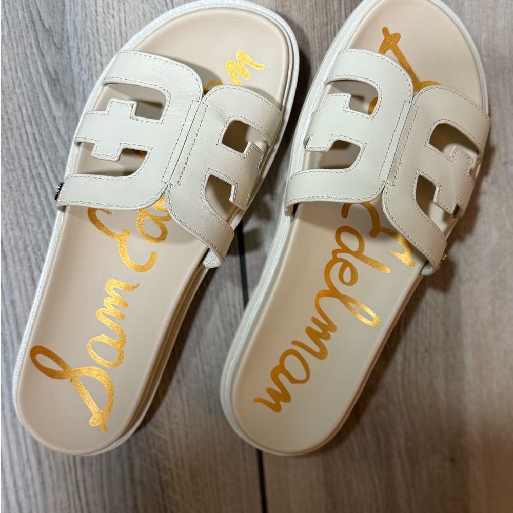 NWOT Sam Edelman Ivory Slide Sandals